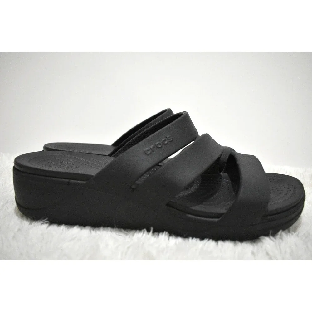 Crocs Getaway Sandal Women's Size 13 Black Triple Strap Slides Casual Shoe Flat